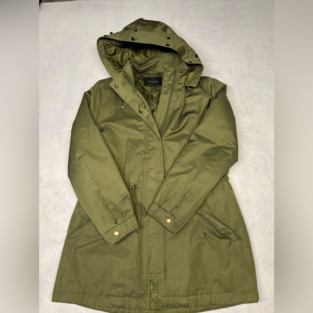 Banana Republic Women’s Small Olive Quilted Hooded Parka Coat‎
